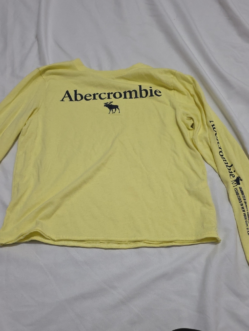 abercrombie kids Pale Yellow Crewneck Tee with Navy Tag